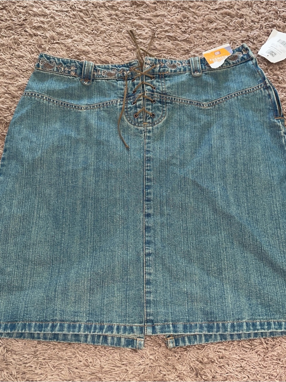 Y2K Lace-Up‎ Denim Skirt slit back